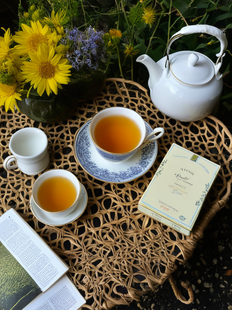 Un homme âgé riant en sirotant une tisane