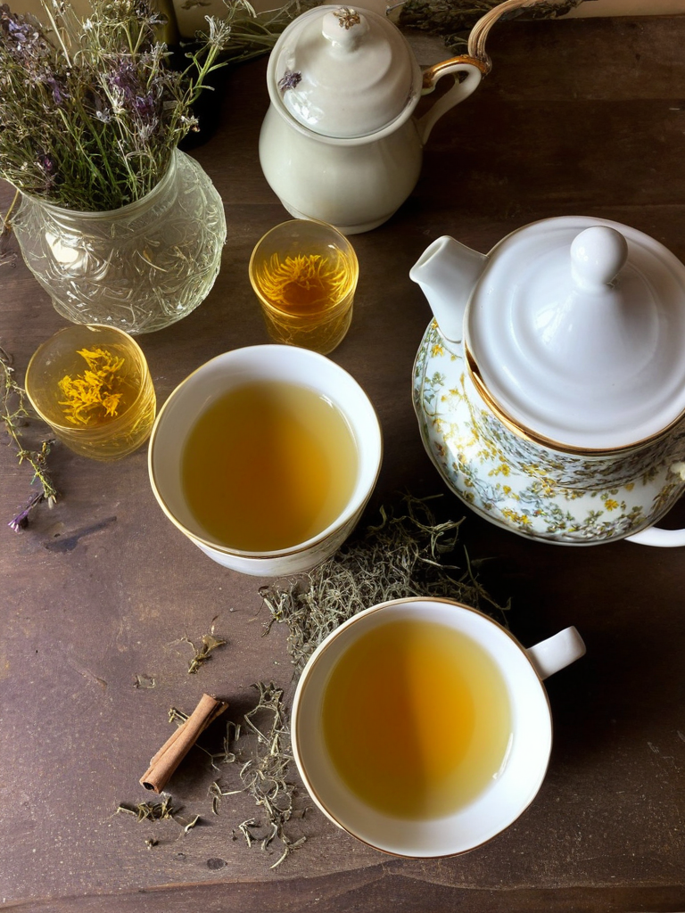 Un homme âgé sirotant une tisane avec un sourire malicieux