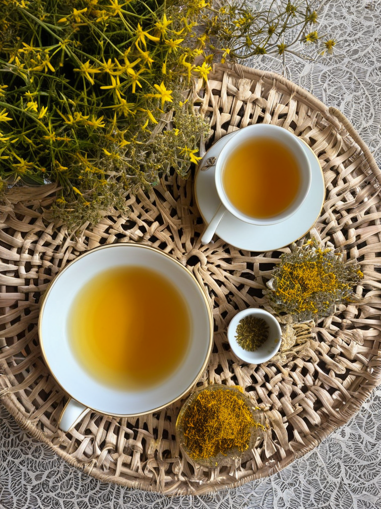 Un homme âgé faisant un clin d'œil avec une tasse de tisane