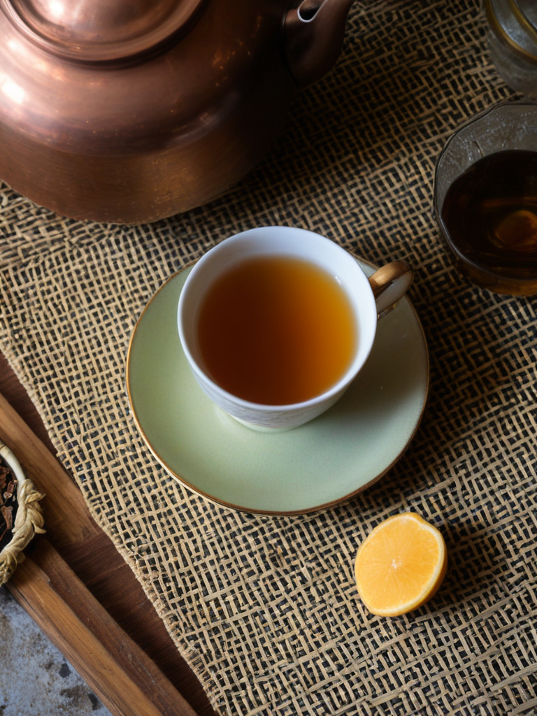Une tasse de tisane fumante