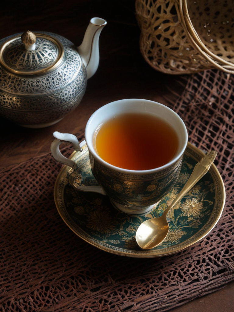Un paysage bucolique avec une tasse de tisane